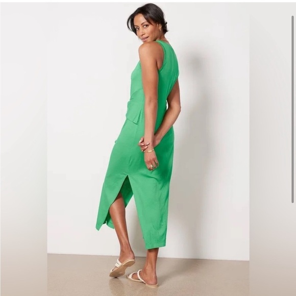 michael stars green dress Michael Stars Women's Green Crew-Neck Sleeveless Linen Shift Dress Size sm  nwt